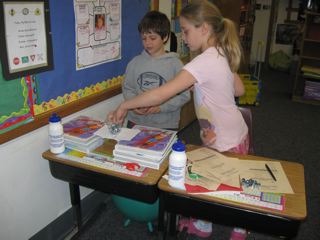 Students building bridges