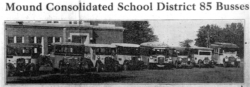 Line of buses at MCHS in 1920s