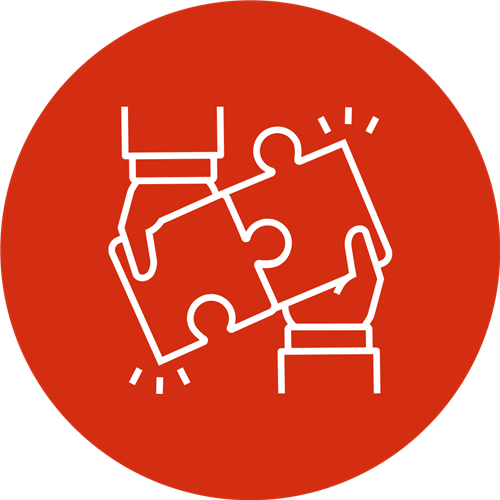 puzzle piece icon on red background