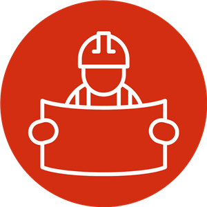 construction worker icon on red background