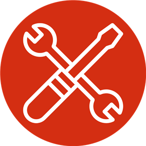 hand tools icon on red background